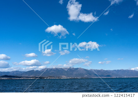 A winter view of Lake Biwa from the lakeside near Daiichi Nagisa Park in Moriyama City A winter view of Lake Biwa from the lakeside near Daiichi Nagisa Park in Moriyama City 122415417