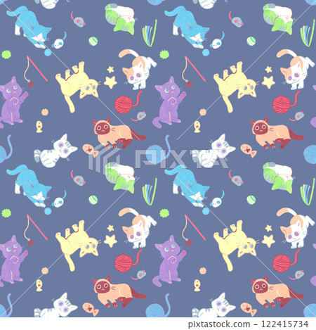 Pastel color cat seamless pattern Hand drawn illustration animal pattern Pastel color cat seamless pattern Hand drawn illustration animal pattern 122415734