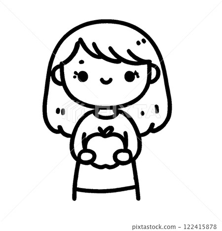 一個女孩用一個蘋果 一個女孩用一個蘋果 122415878