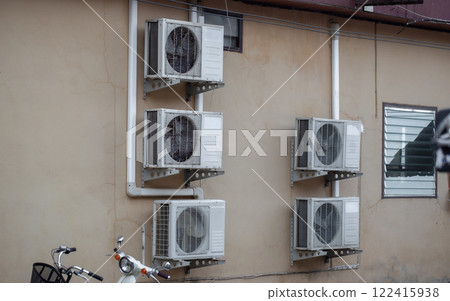 Air Conditioner, Air Duct, Appliance, Brick Wall, Building Exterior 122415938