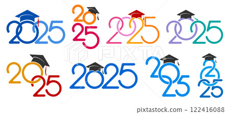 Congratulations Graduates Class 2025 Logo Design Templates Set Congratulations Graduates Class 2025 Logo Design Templates Set 122416088