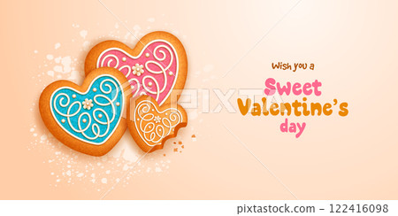 Valentines Day Greeting With Cookie Hearts Valentines Day Greeting With Cookie Hearts 122416098