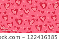 Happy Valentine's Day leopard print background. Modern, trendy banner, cover, greeting card with heart shaped leopard skin pattern and retro grainy texture. Wild life aesthetic, creative love concept. 122416385