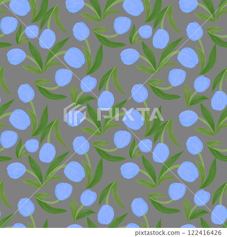 seamless colorful tulip pattern for fabric with Gray background seamless colorful tulip pattern for fabric with Gray background 122416426