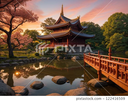 黃昏時分閃耀的傳統建築美 122416509