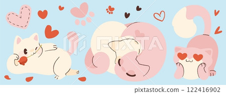 Cute cats in love on light blue background 122416902