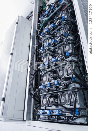 Server room with racks in internet data center 122417109