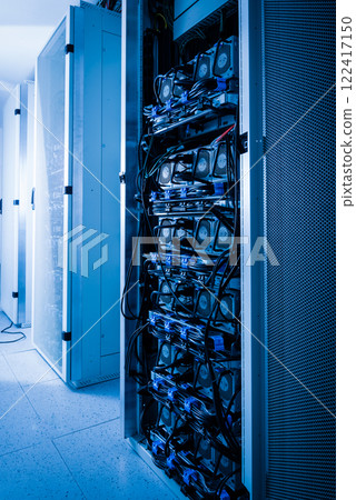 Server room with racks in internet data center Server room with racks in internet data center 122417150