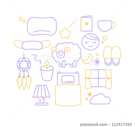Comfortable sleep icon set 122417393