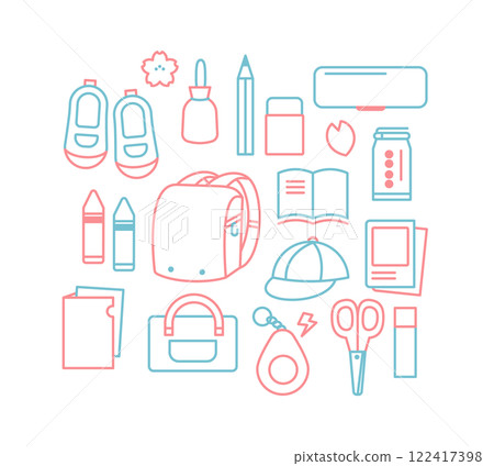 School entrance preparation icon set School entrance preparation icon set 122417398