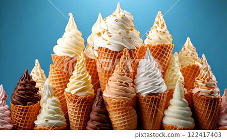 Lots of soft serve ice cream (AI generated image) 122417403