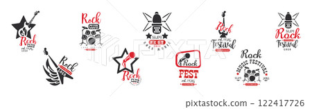 Rock Club Music Logo and Label Design Vector Set Rock Club Music Logo and Label Design Vector Set 122417726