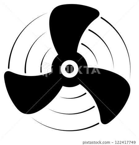 Fan Icon with Blades, cooling ventilation air wind motion Fan Icon with Blades, cooling ventilation air wind motion 122417749