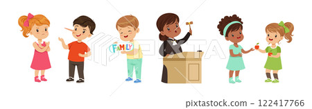Kind and Fair Little Children with Honest Behavior Vector Set 122417766