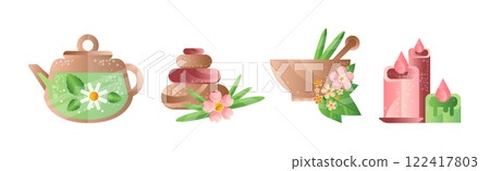 Spa and Aromatherapy Element and Object Vector Set 122417803