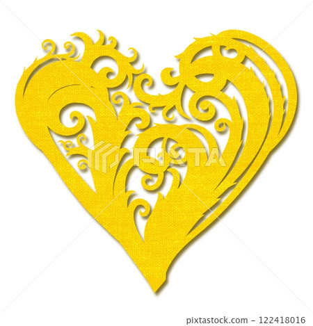Arabesque heart illustration, vine and heart illustration, yellow arabesque illustration 122418016