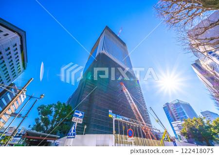 Yokohama cityscape in Japan - Looking forward to construction of new buildings and other projects for the Yokohama Old City Hall Block Utilization Project in front of Kannai Station = January 22, 2025 122418075