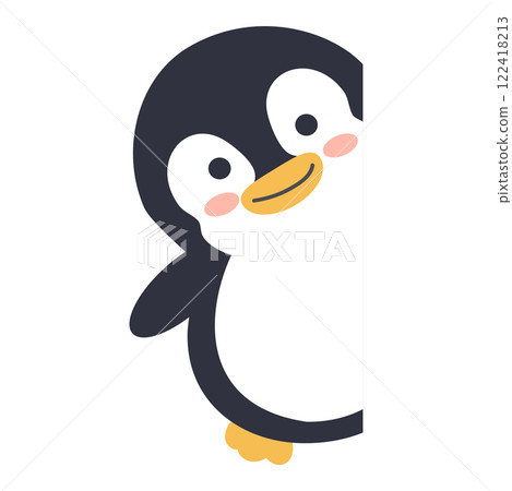 Penguin with an empty whiteboard 122418213