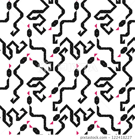 Snake 2025 chines new year. Geometric seamless patterns in black and white create a visually stunning and symmetrical design. 122418227