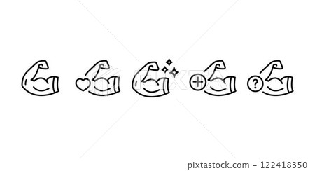 Strong arm line icon. Strength muscle sign. Gym fit training symbol. Quality design element. Linear style strong arm icon. Editable stroke. Vector 122418350
