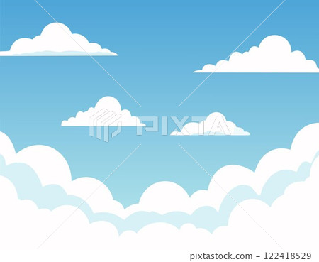 Blue sky with white clouds. Vector of the sky is clear and the clouds are scattered throughout the sky. 122418529