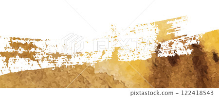 Hand drawn gold and yellow brushstroke element on white white background decorations in Chinese painting style. Art abstract landscape template design. Hand drawn gold and yellow brushstroke element on white white background decorations in Chinese painting style. Art abstract landscape template design. 122418543