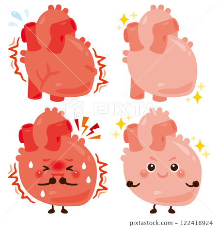 An overactive heart character and a healthy heart character 122418924
