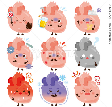 Heart characters in various states 122418935
