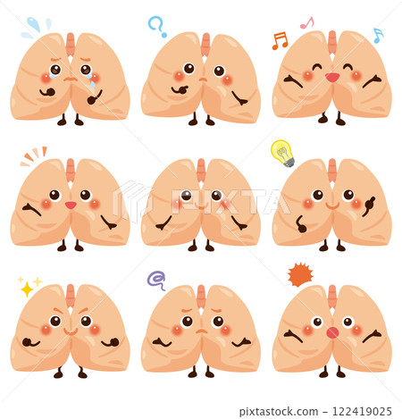 Lung character facial expression set 122419025