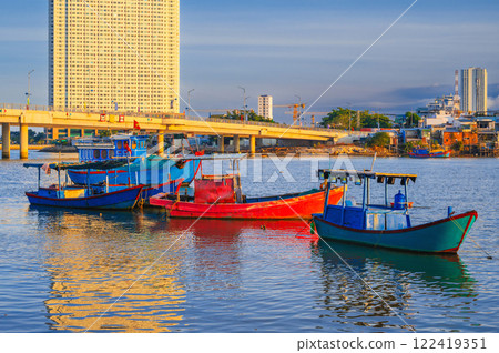 Fishing boats at the port or dock in Nha Trang, Vietnam Fishing boats at the port or dock in Nha Trang, Vietnam 122419351