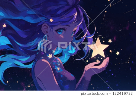 可愛的日本女孩被星星著色（動漫、漫畫、女孩、異世界） 122419752