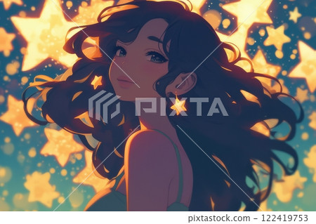 Cute Japanese girl in the stars (Anime/Manga/Girls/Another world) 122419753