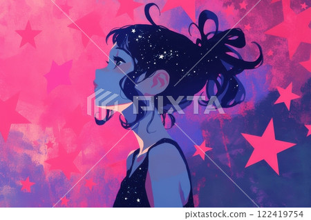 可愛的日本女孩被星星著色（動漫、漫畫、女孩、異世界） 122419754