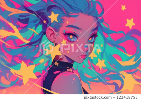 可愛的日本女孩被星星著色（動漫、漫畫、女孩、異世界） 122419755