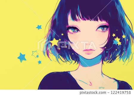 可愛的日本女孩被星星著色（動漫、漫畫、女孩、異世界） 122419758