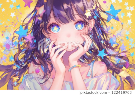 Cute Japanese girl in the stars (Anime/Manga/Girls/Another world) 122419763