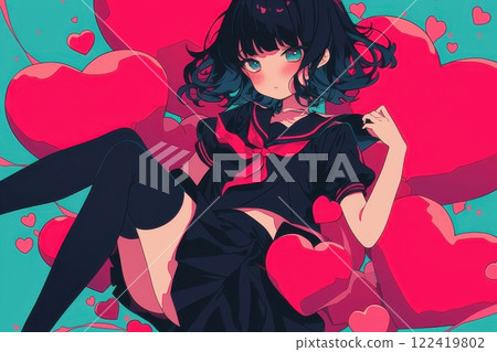 可愛的日本女孩，用心著色（動畫/漫畫/少女/另一個世界） 122419802