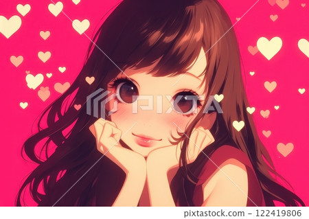 Cute Japanese girl decorated with hearts (Anime, Manga, Girls, Otherworld) Cute Japanese girl decorated with hearts (Anime, Manga, Girls, Otherworld) 122419806