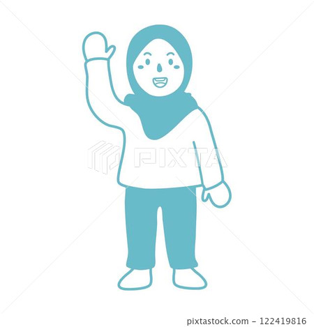 girls wearing hijab playing happily icon 122419816