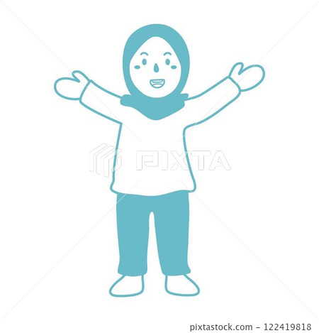 girls wearing hijab playing happily girls wearing hijab playing happily 122419818
