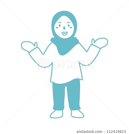 happy muslim kids outline illustration happy muslim kids outline illustration 122419823