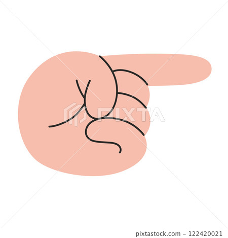 Hand gesture, pointing direction with the index finger, cursor. Gesturing human arm. Trendy modern vector illustration isolated on white background, hand drawn, flat design Hand gesture, pointing direction with the index finger, cursor. Gesturing human arm. Trendy modern vector illustration isolated on white background, hand drawn, flat design 122420021