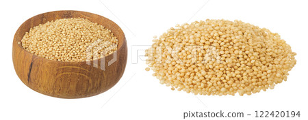 Amaranth grain seeds in wooden bowl isolated on white background Amaranth grain seeds in wooden bowl isolated on white background 122420194