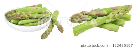 fresh asparagus in ceramic bowl isolated on white background fresh asparagus in ceramic bowl isolated on white background 122420197