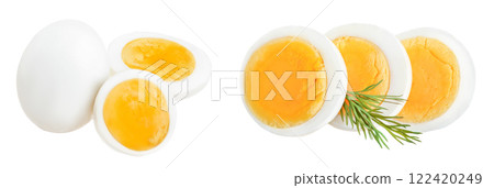 boiled egg and half isolated on white background 122420249