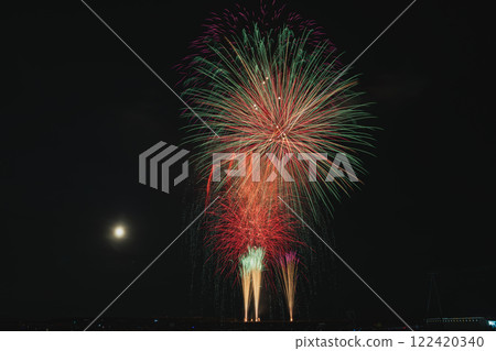 在靜岡縣燒津市燒津漁港舉辦的燒津海上煙火大會上,夜空綻放的煙火 在靜岡縣燒津市燒津漁港舉辦的燒津海上煙火大會上,夜空綻放的煙火 122420340