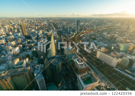 Aerial view of Nagoya in Japan at sunset Aerial view of Nagoya in Japan at sunset 122420356