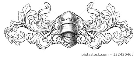 Coat of Arms Crest Knight Helmet Heraldry Design Coat of Arms Crest Knight Helmet Heraldry Design 122420463