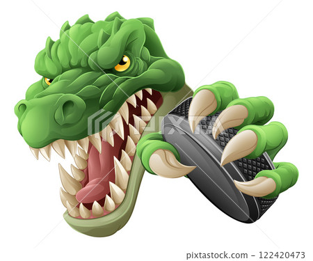 Crocodile Dinosaur Alligator Hockey Sports Mascot 122420473