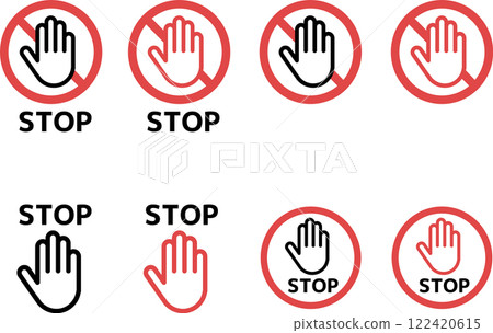 Stop, prohibition, stop hand icon mark 122420615
